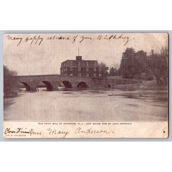Antique Postcard Old Grist Mill At Kingston NJ Below Loch Carnegie  #1549 - Picture 1 of 2